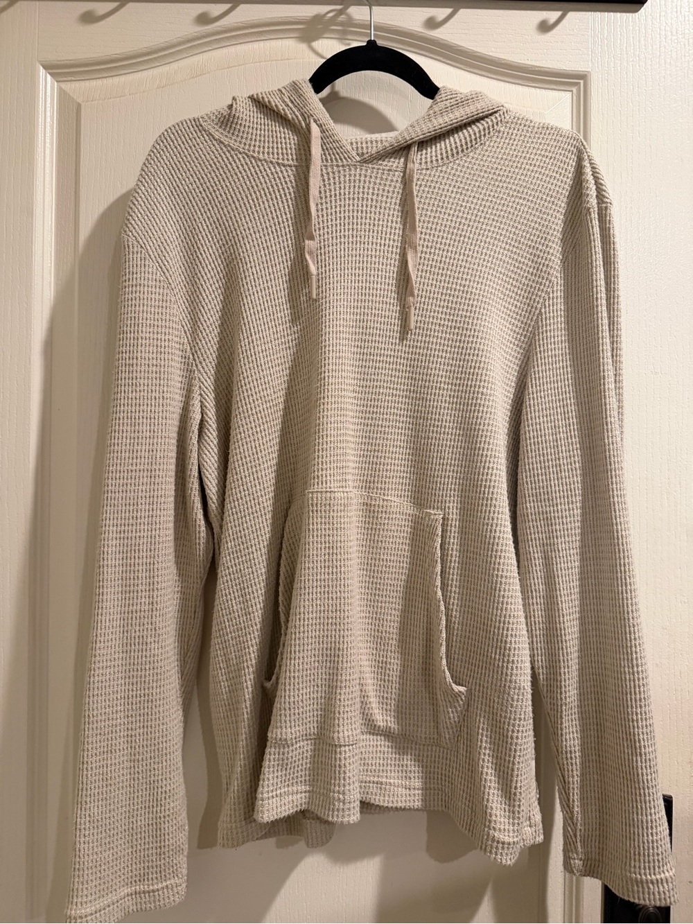 RAINFOREST Men's Waffle-Knit Crewneck Hoodie in Light Beige